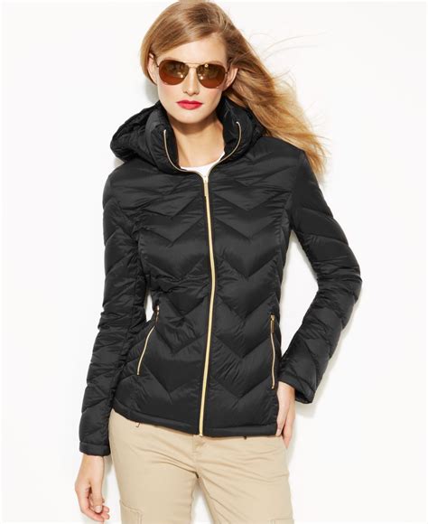 michael kors packable chevron jacket|Michael Kors metallic puffer jacket.